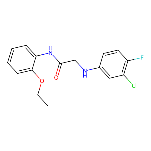 2-(3-chloro-4-fluoroanilino)-N-(2-ethoxyphenyl)acetamide structure
