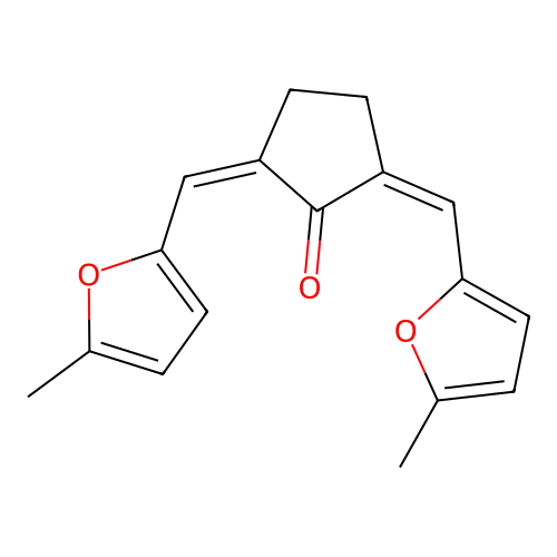 2,5-Bis[(5-methylfuran-2-yl)methylidene]cyclopentan-1-one structure