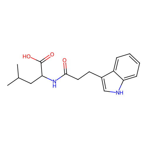 N-[3-(1H-indol-3-yl)propanoyl]leucine structure