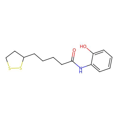 5-(1,2-dithiolan-3-yl)-N-(2-hydroxyphenyl)pentanamide structure