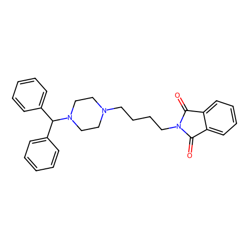 N-{4-[4-(diphenylmethyl)piperazin-1-yl]butyl}isoindolin-1,3-dione structure