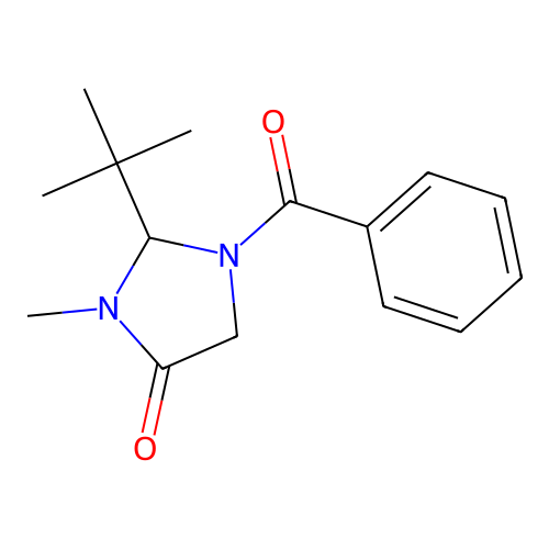 1-Benzoyl-2-tert-butyl-3-methylimidazolidin-4-one structure