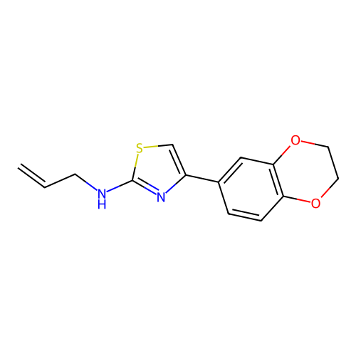 4-(2,3-dihydro-1,4-benzodioxin-6-yl)-N-prop-2-enyl-1,3-thiazol-2-amine structure