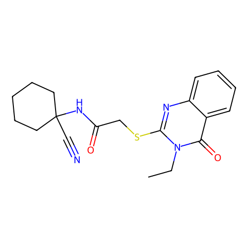 N-(1-cyanocyclohexyl)-2-(3-ethyl-4-oxoquinazolin-2-yl)sulfanylacetamide structure