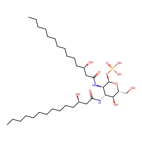 [(2R,3R,4R,5S,6R)-5-羟基-6-(羟基甲基)-3,4-双[[(3R)-3-羟基十四烷酰]氨基]噁烷-2-基] 二氢磷酸盐 structure