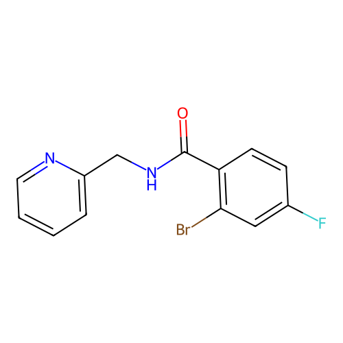 2-bromo-4-fluoro-N-(pyridin-2-ylmethyl)benzamide structure