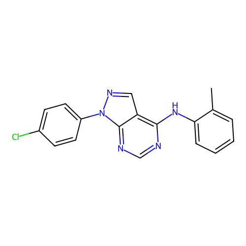 1-(4-chlorophenyl)-N-(2-methylphenyl)-1H-pyrazolo[3,4-d]pyrimidin-4-amine structure