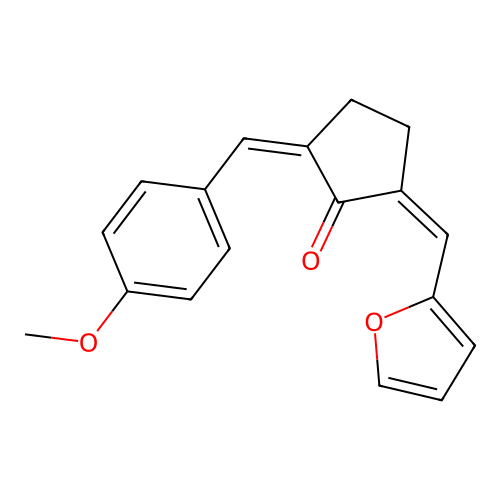 (2Z,5Z)-2-(furan-2-ylmethylidene)-5-(4-methoxybenzylidene)cyclopentanone structure