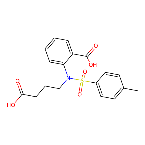 2-((3-Carboxy-propyl)-(toluene-4-sulfonyl)-amino)-benzoic acid structure
