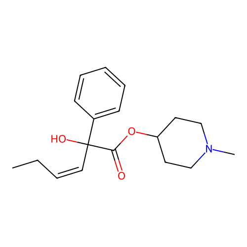 Mandelic acid, alpha-(1-butenyl)-, 1-methyl-4-piperidyl ester, (Z)- structure