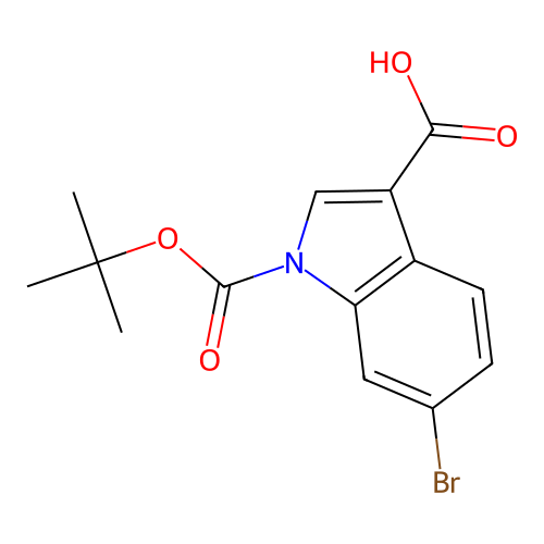 6-bromo-1-(tert-butoxycarbonyl)-1H-indole-3-carboxylic acid structure