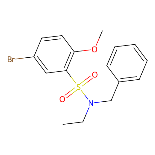 N-benzyl-5-bromo-N-ethyl-2-methoxybenzenesulfonamide structure