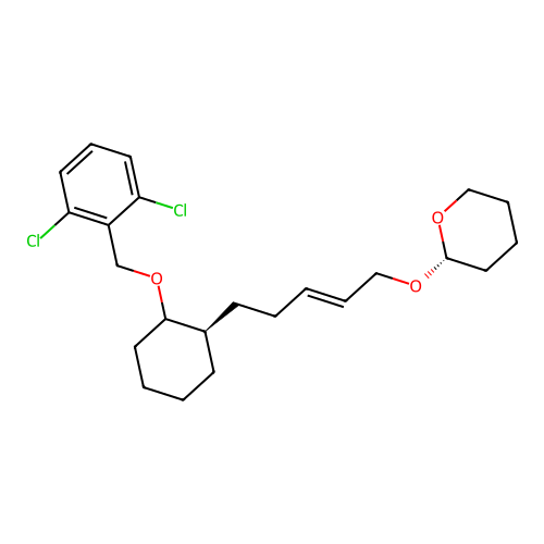 2-Pyran, 2-((5-(2-((2,6-dichlorophenyl)methoxy)cyclohexyl)-2-pentenyl)oxy)tetrahydro-, methyl ester, (1alpha(E),2beta)- structure