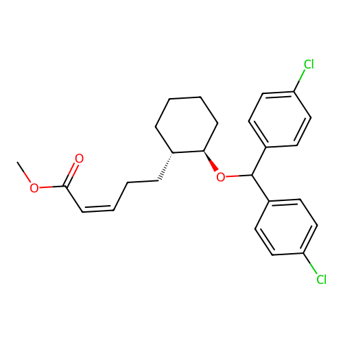 methyl (Z)-5-[(1S,2R)-2-[bis(4-chlorophenyl)methoxy]cyclohexyl]pent-2-enoate structure