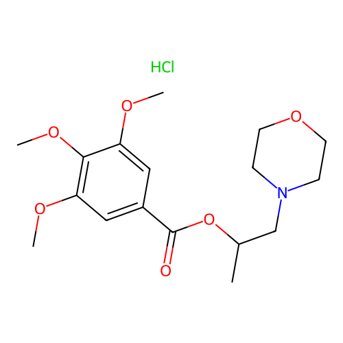 1-Morpholinopropan-2-yl 3,4,5-trimethoxybenzoate hydrochloride structure