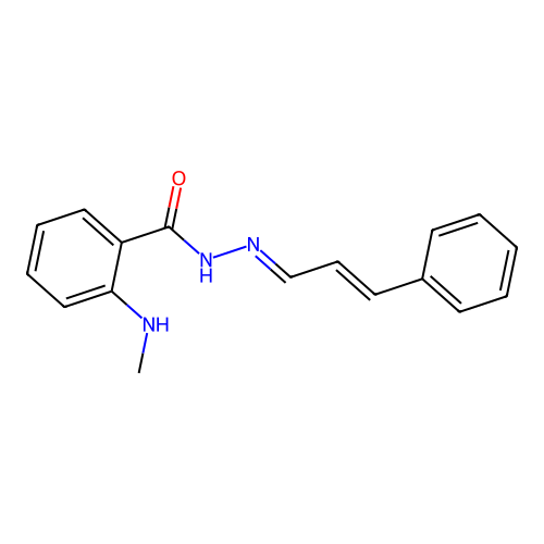 N-(cinnamylideneamino)-2-(methylamino)benzamide structure