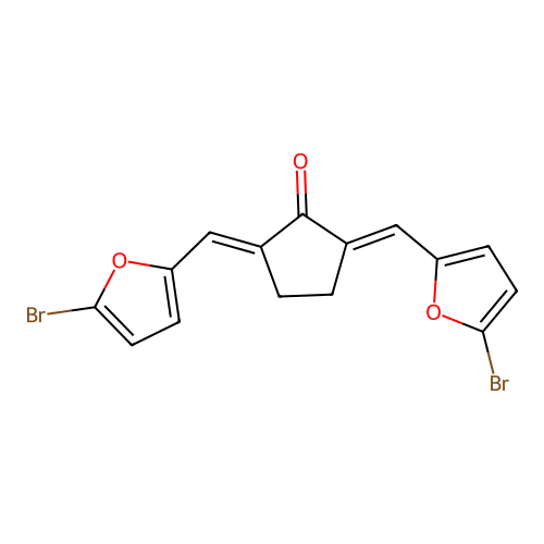 (2E,5E)-2,5-bis[(5-bromofuran-2-yl)methylidene]cyclopentan-1-one structure