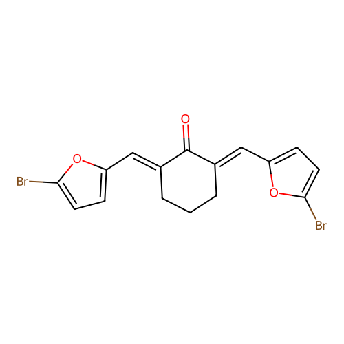 (2E,6E)-2,6-bis[(5-bromofuran-2-yl)methylidene]cyclohexan-1-one structure