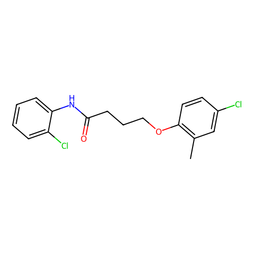 4-(4-chloro-2-methylphenoxy)-N-(2-chlorophenyl)butanamide structure