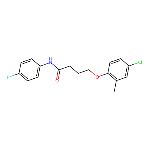 4-(4-chloro-2-methylphenoxy)-N-(4-fluorophenyl)butanamide structure