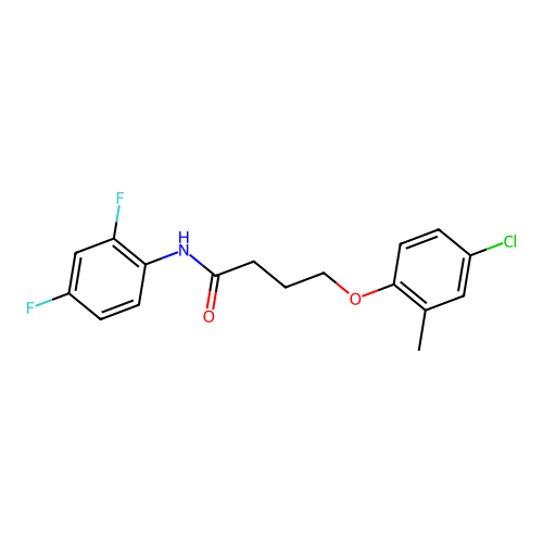 4-(4-chloro-2-methylphenoxy)-N-(2,4-difluorophenyl)butanamide structure