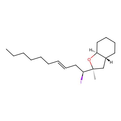 Benzofuran, octahydro-2-(1-iodo-3-decenyl)-2-methyl-, (2alpha(1S*,3E),3abeta,7aalpha)- structure