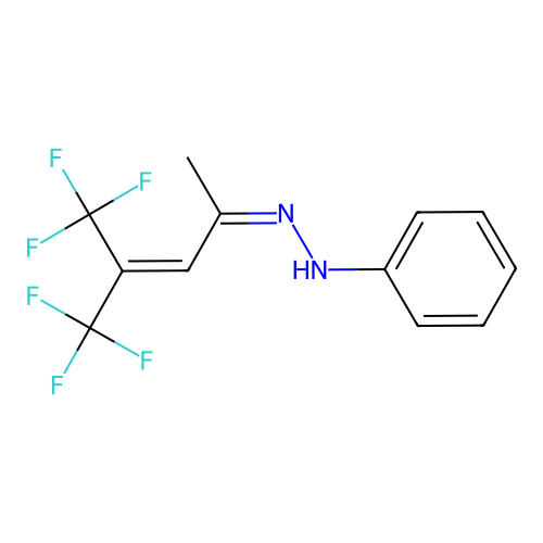 3-Penten-2-one, 5,5,5-trifluoro-4-(trifluoromethyl)-, phenylhydrazone structure