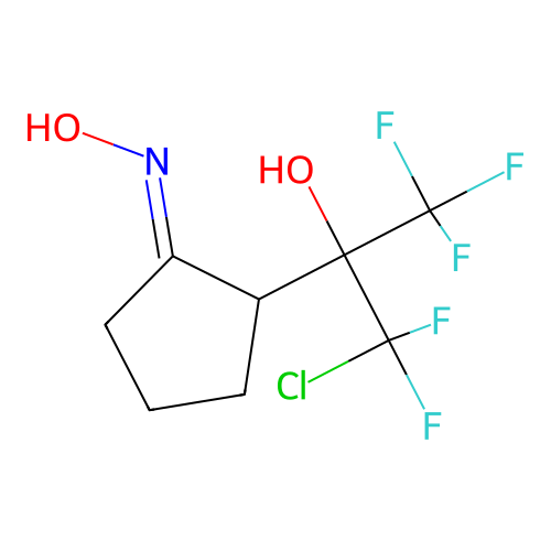 Cyclopentanone, 2-(1-chloro-2-hydroxy-1,1,3,3,3-pentafluoro-2-propyl)-, oxime structure