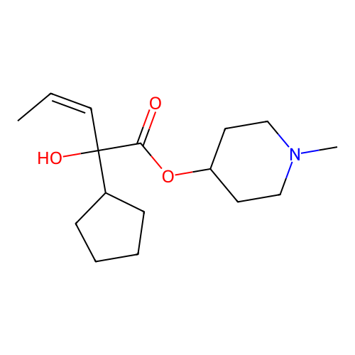 Cyclopentaneglycolic acid, alpha-propenyl-, 1-methyl-4-piperidyl ester, (Z)- structure