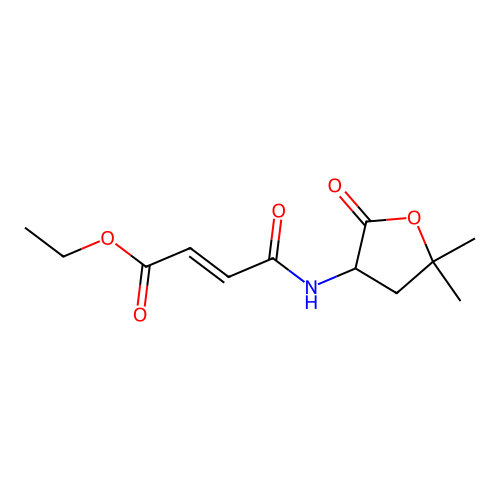 Acrylic acid, 3-((5,5-dimethyl-2-oxotetrahydro-3-furyl)carbamoyl)-, ethyl ester structure