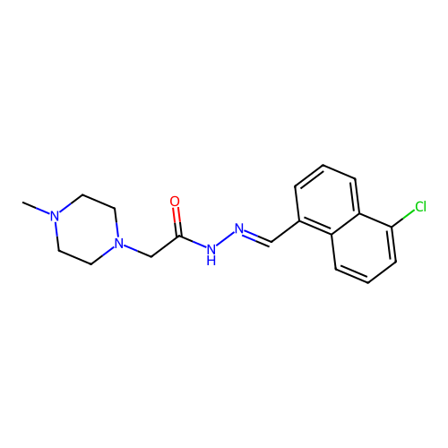 1-Piperazineacetic acid, 4-methyl-, 2-(5-chloro-1-naphthylmethylene)hydrazide structure