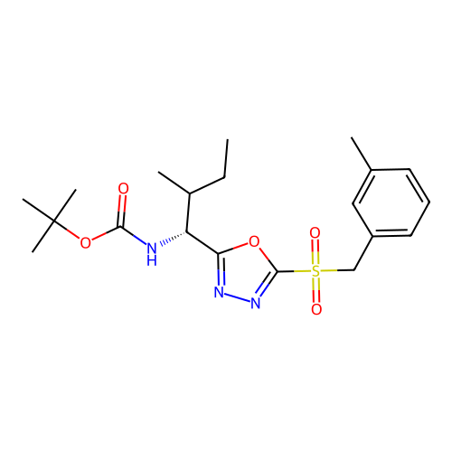 tert-butyl N-[(1R)-2-methyl-1-[5-[(3-methylphenyl)methylsulfonyl]-1,3,4-oxadiazol-2-yl]butyl]carbamate structure