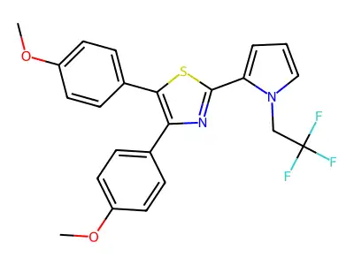 Thiazole, 4,5-bis(4-methoxyphenyl)-2-(1-(2,2,2-trifluoroethyl)-1H-pyrrol-2-yl)- structure