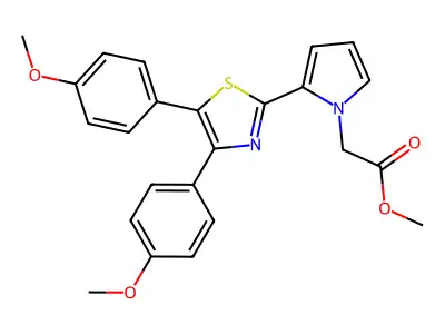 1H-Pyrrole-1-acetic acid, 2-(4,5-bis(4-methoxyphenyl)-2-thiazolyl-, methyl ester structure