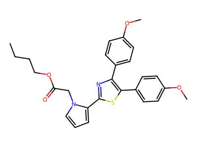 1H-Pyrrole-1-acetic acid, 2-(4,5-bis(4-methoxyphenyl)-2-thiazolyl)-, butyl ester structure