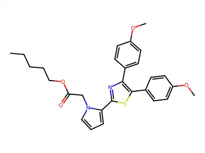 Pentyl 2-(4,5-bis(4-methoxyphenyl)-2-thiazolyl)-1H-pyrrole-1-acetate structure