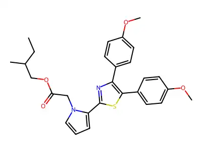 2-Methylbutyl 2-(4,5-bis(4-methoxyphenyl)-2-thiazolyl)-1H-pyrrole-1-acetate structure