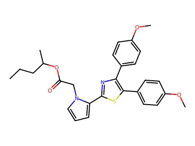 1-Methylbutyl 2-(4,5-bis(4-methoxyphenyl)-2-thiazolyl)-1H-pyrrole-1-acetate structure