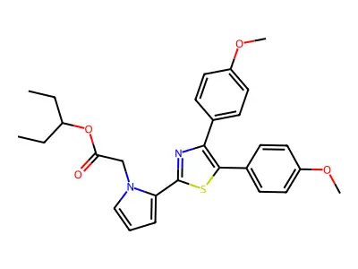 1H-Pyrrole-1-acetic acid, 2-(4,5-bis(4-methoxyphenyl)-2-thiazolyl)-, 1-ethylpropyl ester structure