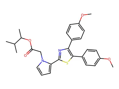 1,2-Dimethylpropyl 2-(4,5-bis(4-methoxyphenyl)-2-thiazolyl)-1H-pyrrole-1-acetate structure