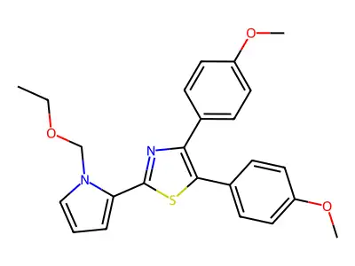 Thiazole, 4,5-bis(4-methoxyphenyl)-2-(1-(ethoxymethyl)-1H-pyrrol-2-yl)- structure