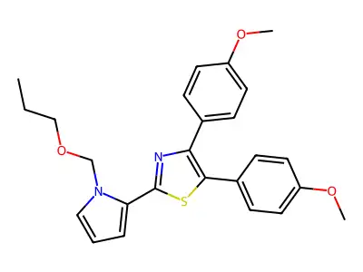 Thiazole, 4,5-bis(4-methoxyphenyl)-2-(1-(propoxymethyl)-1H-pyrrol-2-yl)- structure