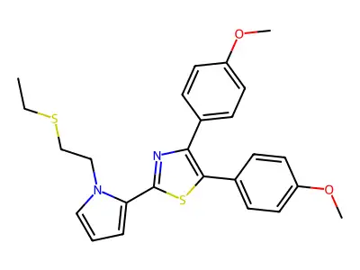 Thiazole, 4,5-bis(4-methoxyphenyl)-2-(1-(2-(ethylthio)ethyl)-1H-pyrrol-2-yl)- structure