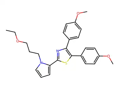 Thiazole, 4,5-bis(4-methoxyphenyl)-2-(1-(3-ethoxypropyl)-1H-pyrrol-2-yl)- structure