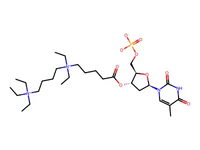 5'-Thymidylic acid, 3'-(5-(diethyl(4-(triethylammonio)butyl)ammonio)pentanoate), dihydroxide,bis(inner salt), hydrate (1:4) structure