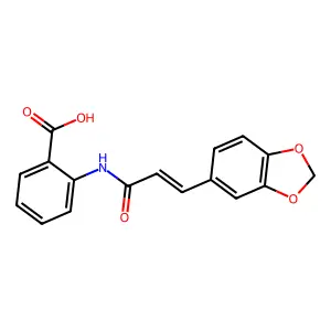 2-{[(2E)-3-(1,3-benzodioxol-5-yl)prop-2-enoyl]amino}benzoic acid structure