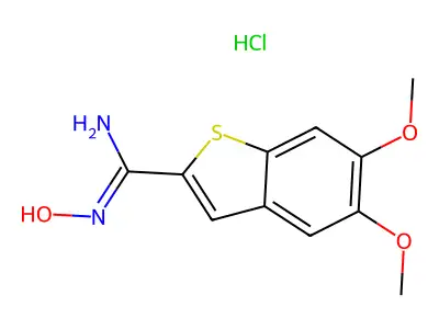 N'-hydroxy-5,6-dimethoxy-1-benzothiophene-2-carboximidamide hydrochloride structure