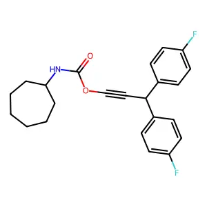 CYCLOHEPTANECARBAMIC ACID, 3,3-BIS(p-FLUOROPHENYL)-1-PROPYNYL ESTER structure