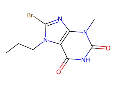8-bromo-3-methyl-7-propyl-1H-purine-2,6(3H,7H)-dione structure