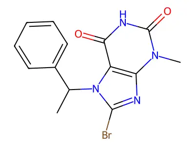 8-Bromo-3-methyl-7-(1-phenylethyl)-3,7-dihydro-1H-purine-2,6-dione structure